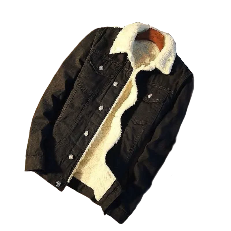 Veste décontractée pour homme style jean doublée chaude – Mode urbaine quotidienne