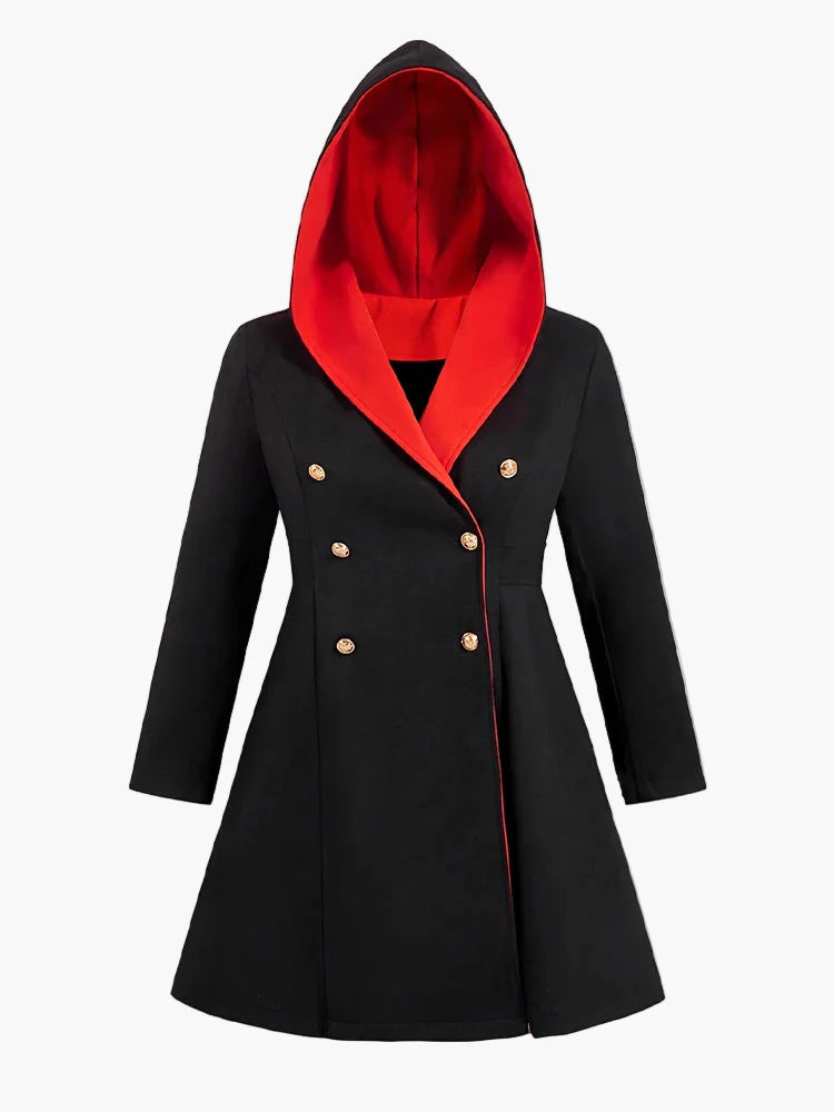 Manteau long à capuche style gothique pour femme, élégant et polyvalent