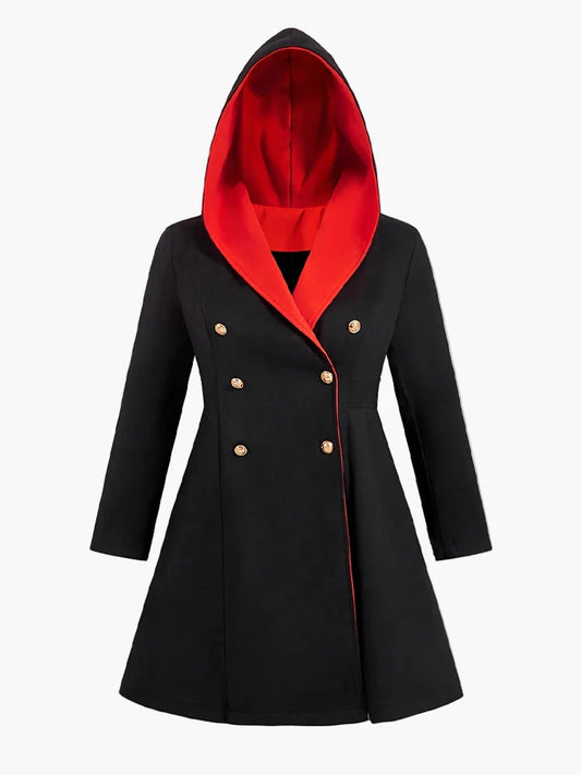 Manteau long à capuche style gothique pour femme, élégant et polyvalent