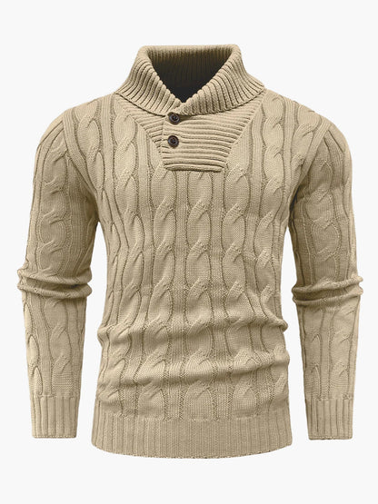 Pull à col châle torsadé pour homme style décontracté élégant