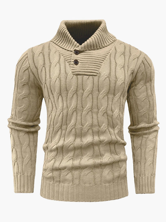 Pull à col châle torsadé pour homme style décontracté élégant