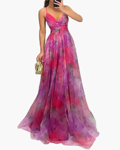 Abito lungo maxi fiorito stile serata per donna – Elegante e bohémien raffinata