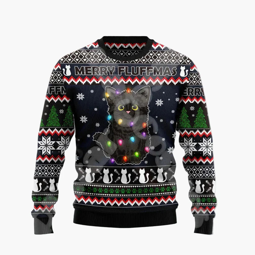 Sweatshirt de Noël Homme Style Humour - Pull Festif Père Noël Drôle sur Cheminée