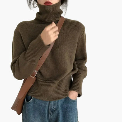 Pull col roulé ample style décontracté pour femme – Look chic et confortable pour l’automne et l’hiver