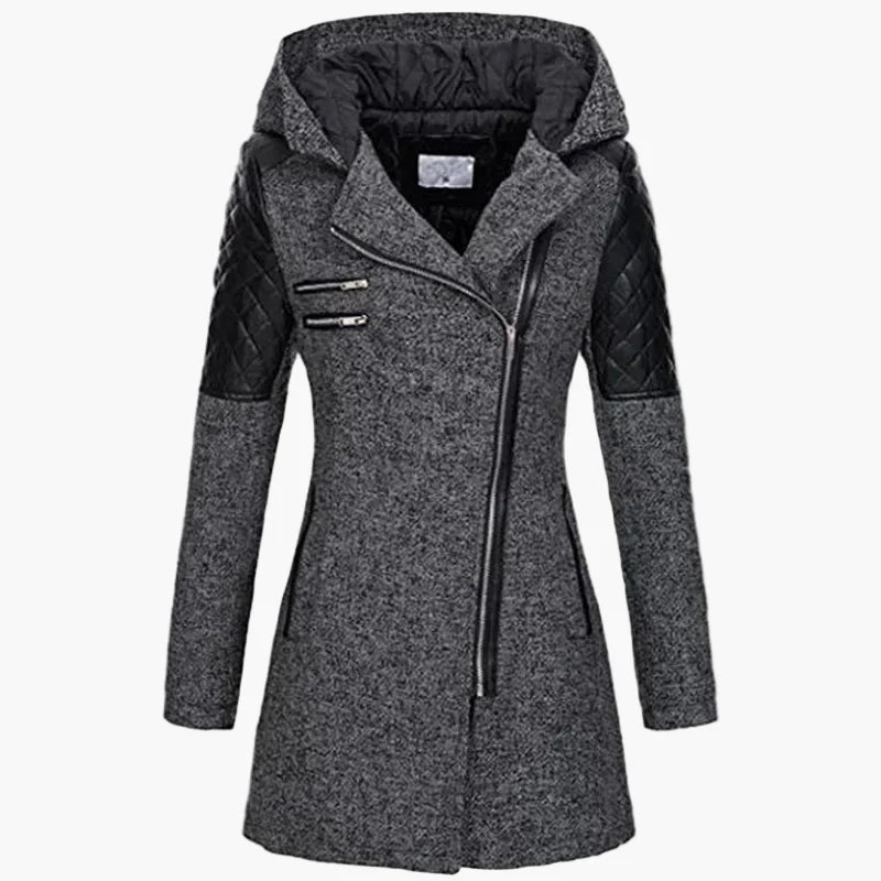 Manteau long femme à capuche style urbain élégant pour hiver et automne