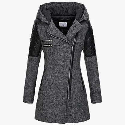 Manteau long femme à capuche style urbain élégant pour hiver et automne