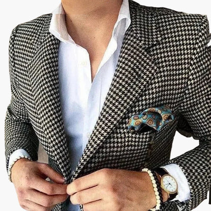 Blazer à Motif Pied-de-Poule pour Homme – Élégance Classique et Style Intemporel