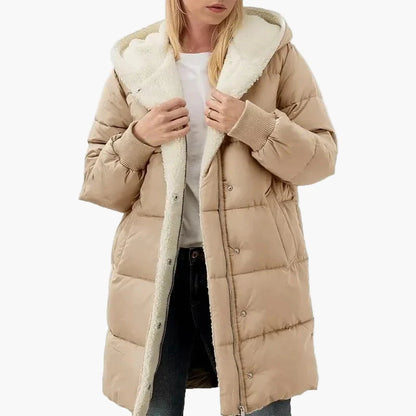Manteau long matelassé à capuche pour femme – Style hivernal décontracté et élégant