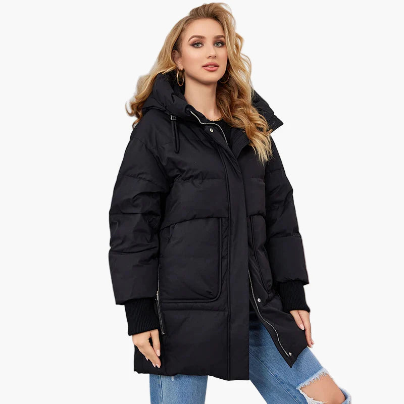 Manteau doudoune femme style urbain chaud pour l'hiver - coupe décontractée avec capuche