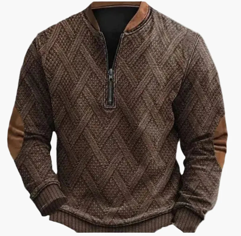Sweat-shirt à demi-fermeture éclair pour homme style automne/hiver tendance - Pull chaud col montant casual