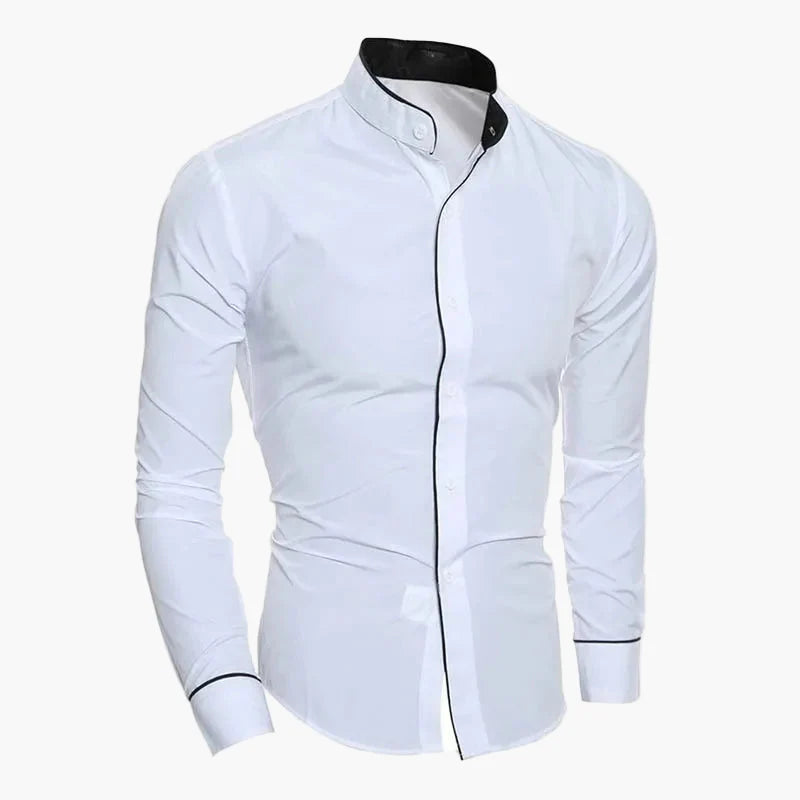 Chemise élégante à col montant pour homme – Style moderne et ajusté, idéale pour le bureau ou les occasions spéciales