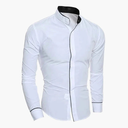 Chemise élégante à col montant pour homme – Style moderne et ajusté, idéale pour le bureau ou les occasions spéciales