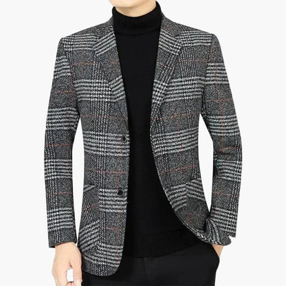 Veste Blazer Homme Élégant à Carreaux Style Business Décontracté
