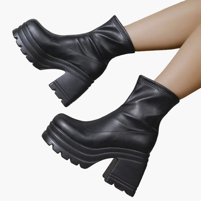 Bottes plateforme à talons hauts pour femme, style audacieux et tendance, idéale pour soirées et mode urbaine