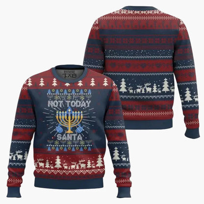 Sweat-shirt unisexe style pull moche Hanoucca "Not Today Santa" – Fête et humour pour Noël et Hanoucca