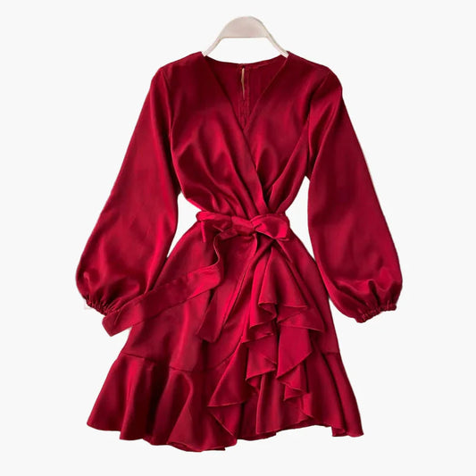 Robe portefeuille à volants pour femme – Élégance chic pour soirées et occasions spéciales