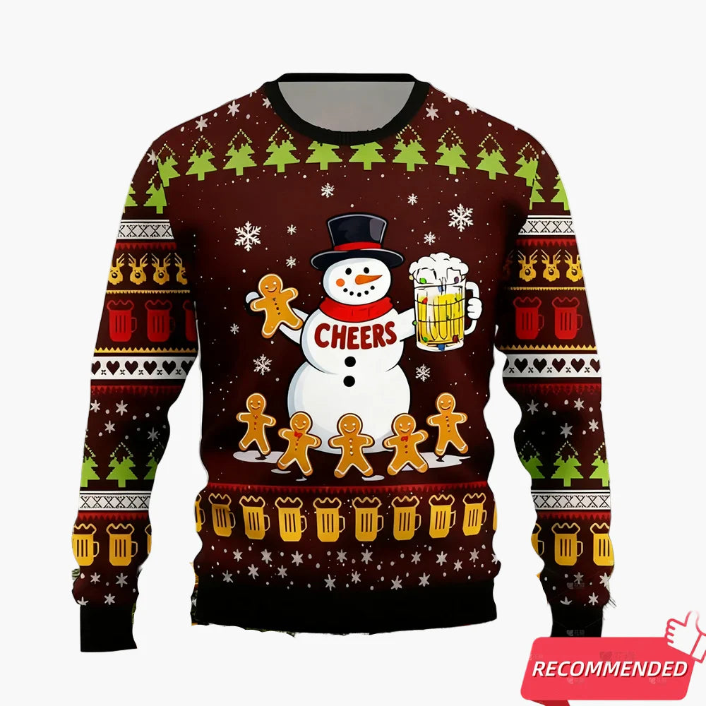 Pull de Noël homme style ugly sweater pour amateurs de bière – Humour festif, idéal fêtes et cadeaux