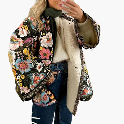 Veste matelassée bohème pour femme style floral oversize idéale pour le printemps