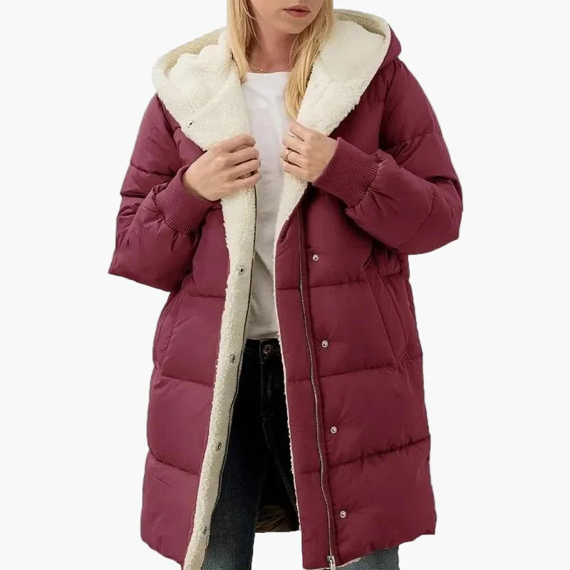 Manteau long matelassé à capuche pour femme – Style hivernal décontracté et élégant