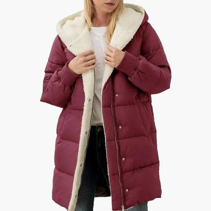 Manteau long matelassé à capuche pour femme – Style hivernal décontracté et élégant
