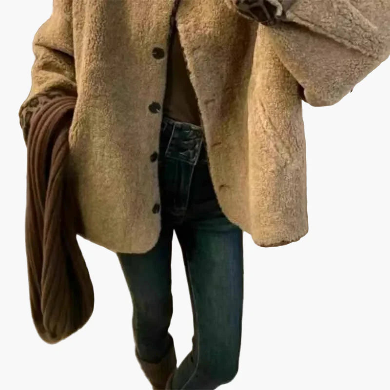 Veste femme style décontracté oversize avec boutons et motif léopard aux poignets