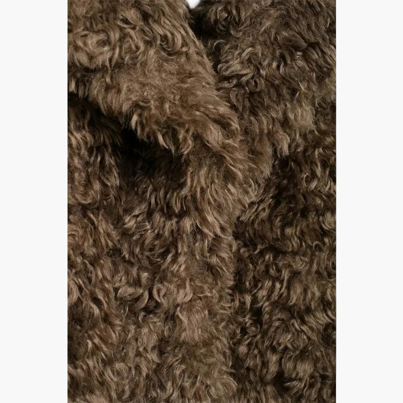 Manteau femme style vintage fausse fourrure aspect mouton tendance hiver