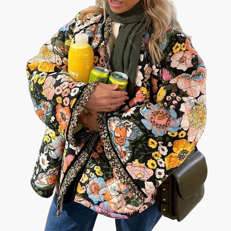 Veste matelassée bohème pour femme style floral oversize idéale pour le printemps