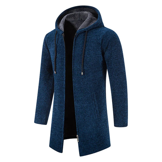 Paul – Manteau Long à Capuche en Tricot pour Hommes avec Capuche en Polaire