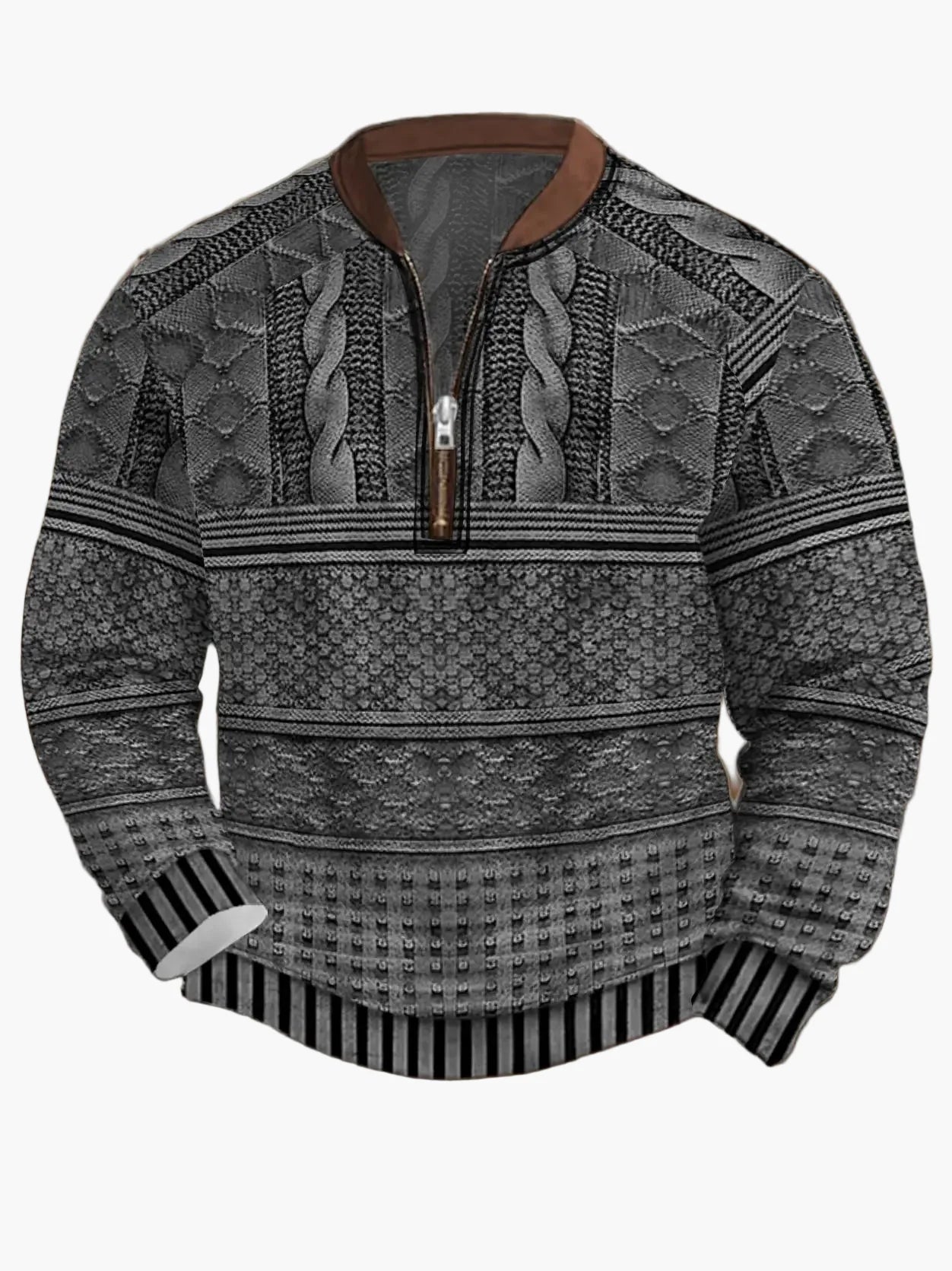 Sweat-shirt homme demi-zip style urbain tendance pour printemps et automne