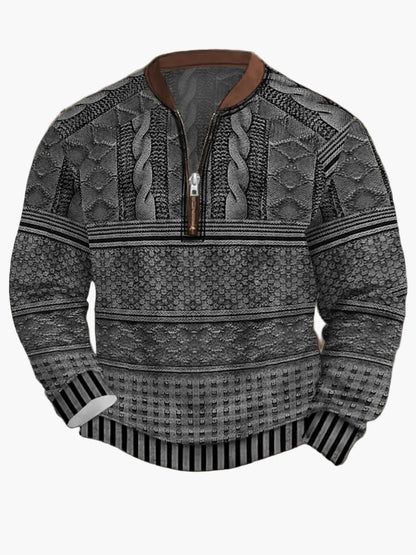 Sweat-shirt homme demi-zip style urbain tendance pour printemps et automne