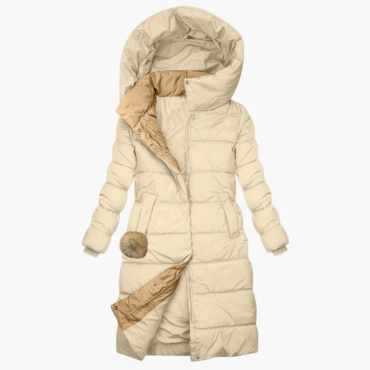 Manteau d'Hiver Long Matelassé à Capuche pour Femme - Style Puffer Élégant et Coupe-Vent