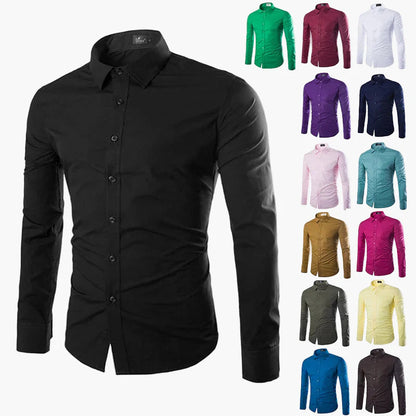 Chemise Homme Élégante Manches Longues Slim Fit pour Affaires et Loisirs