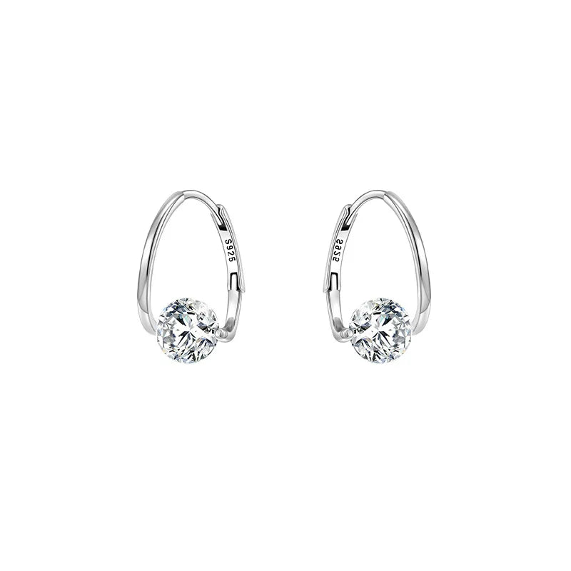 Margaret – Boucles d'Oreilles Créoles en Zircon en Argent Sterling