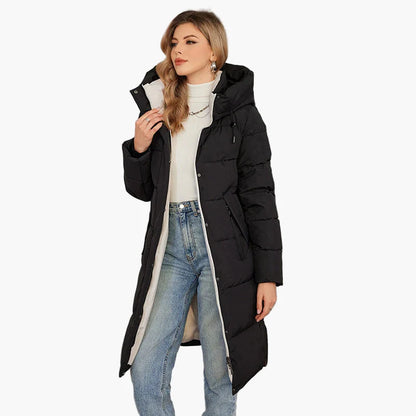 Manteau d'hiver long matelassé à capuche pour femme, style urbain chaud