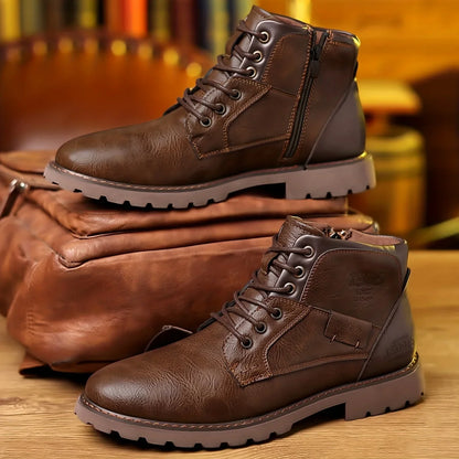 Damon – Bottines en Cuir Classiques pour Hommes avec Semelle Robuste et Fermeture Éclair Latérale