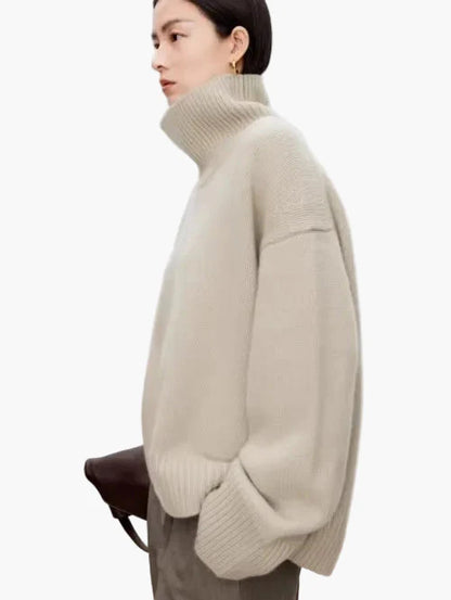 Pull à col roulé ample pour femme, style moderne et confortable pour l'automne et l'hiver