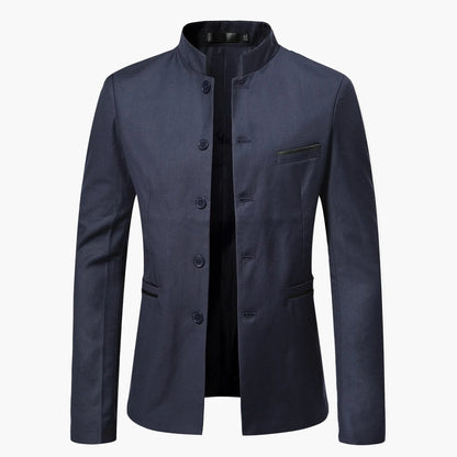Veste costume homme col mao style moderne pour occasions formelles et décontractées