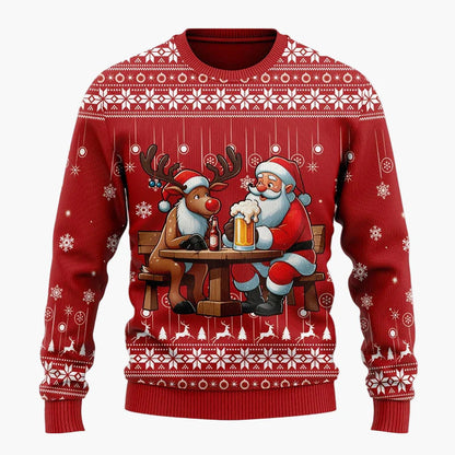Pull de Noël Homme Style Humoristique Santa Beer - Idéal Fêtes et Cadeaux