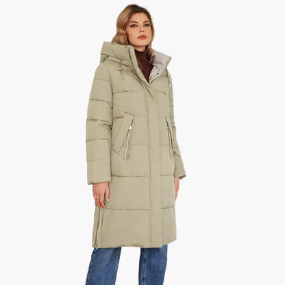 Manteau d'hiver long matelassé à capuche pour femme, style urbain chaud