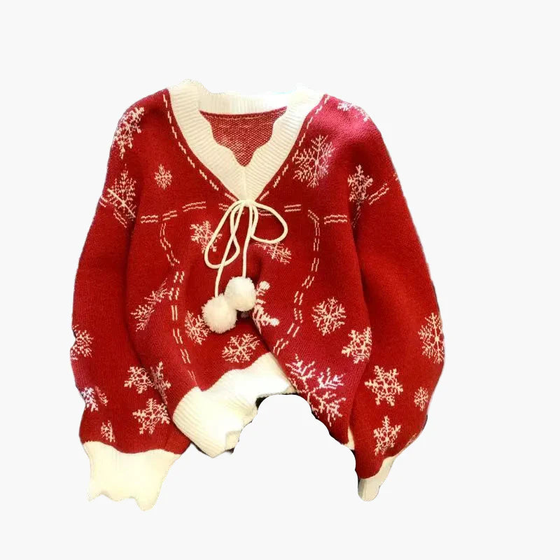 Cardigan Femme Style Hiver Noël Motifs Flocons de Neige – Idéal pour les Fêtes et l'Hiver