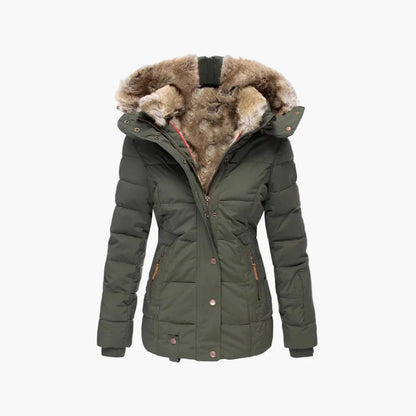 Veste d'Hiver Femme Élégante à Capuche avec Fourrure – Coupe Cintrée et Style Urbain