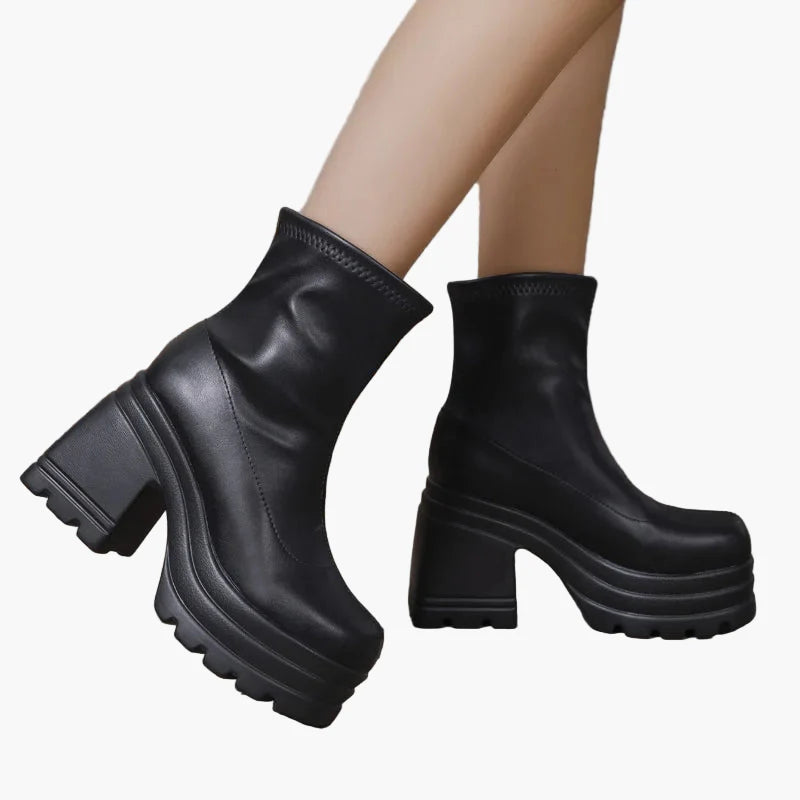 Bottes plateforme à talons hauts pour femme, style audacieux et tendance, idéale pour soirées et mode urbaine