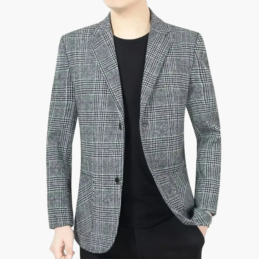 Veste Blazer Homme Élégant à Carreaux Style Business Décontracté