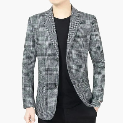 Veste Blazer Homme Élégant à Carreaux Style Business Décontracté