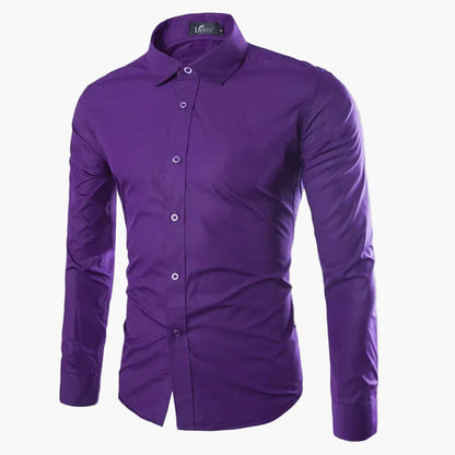 Chemise Homme Élégante Manches Longues Slim Fit pour Affaires et Loisirs