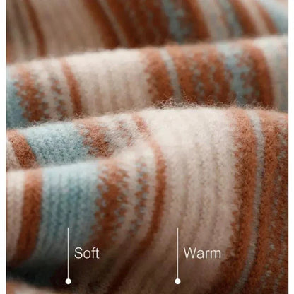 Pull à Col Roulé Femme Style Vintage Rayé Idéal pour l'Hiver et le Quotidien