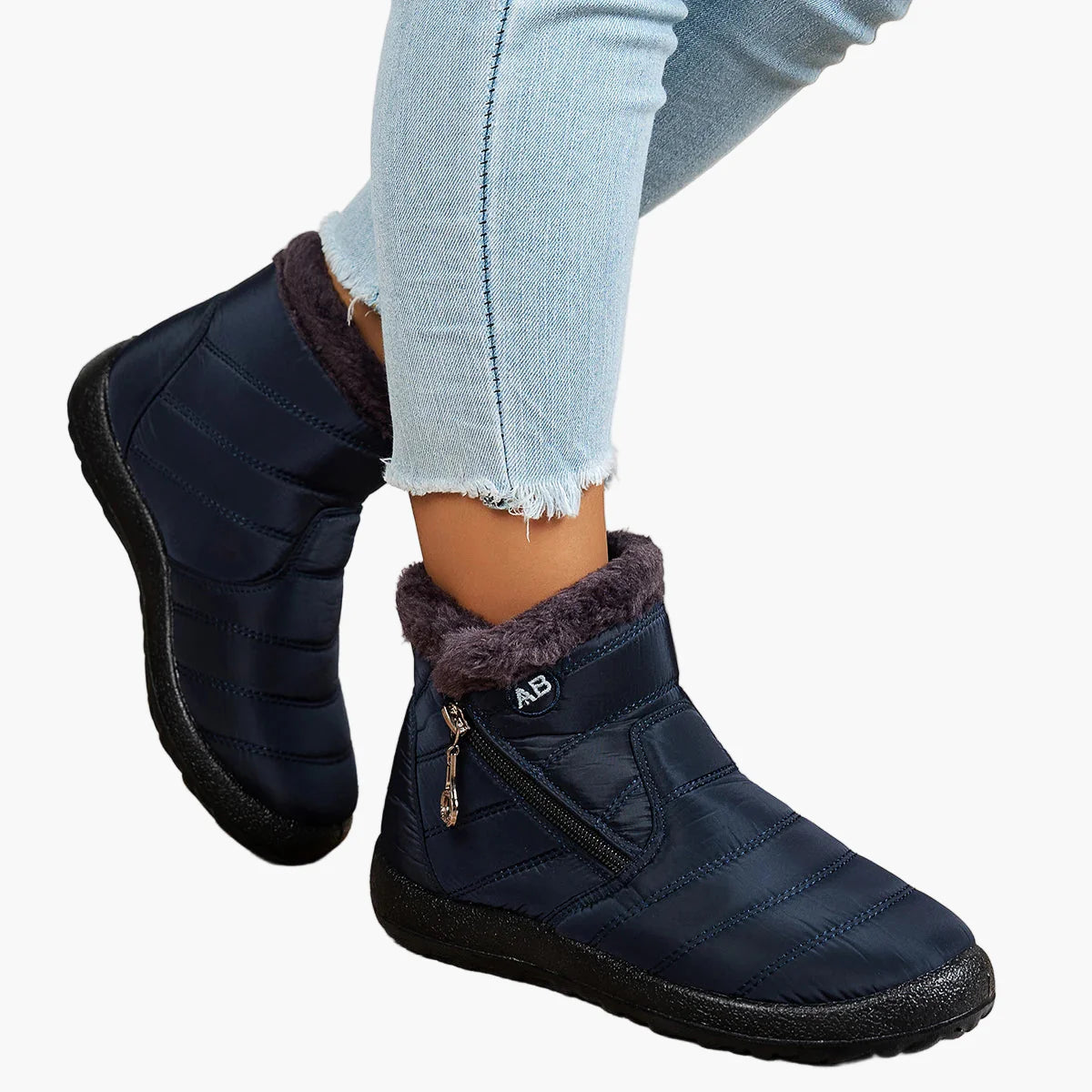 Bottes d'hiver imperméables pour femme style décontracté avec doublure chaude et fermeture éclair