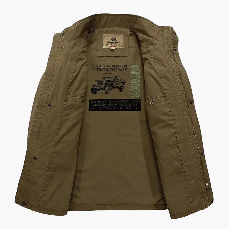 Veste décontractée homme style militaire à poches multiples pour usage quotidien