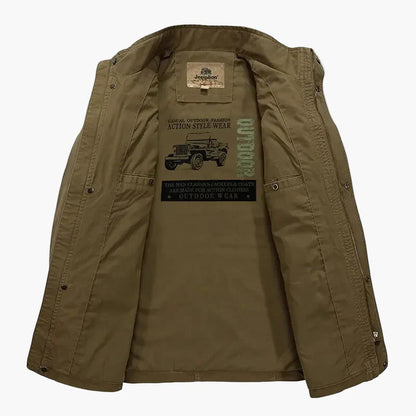 Veste décontractée homme style militaire à poches multiples pour usage quotidien