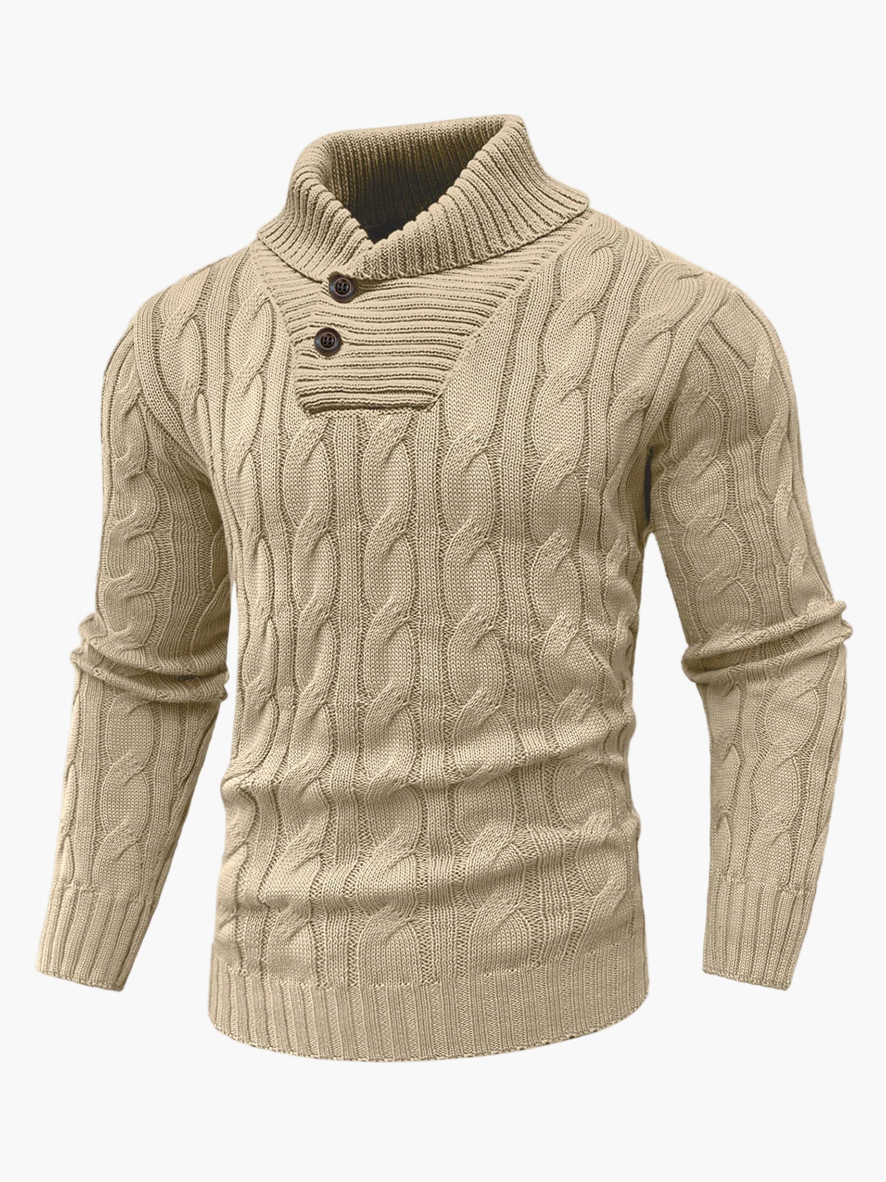 Pull à col châle torsadé pour homme style décontracté élégant